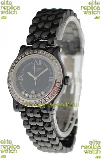 Chopard Happy Sport Ladies Japanese Black Ceramic Watch
