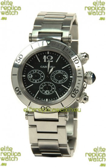 Cartier Pasha Seatimer Swiss Replica Automatic Watch in Black Dial
