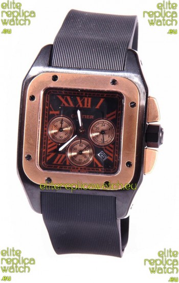 Cartier Santos 100 Carbon Chrono Japanese Replica Watch