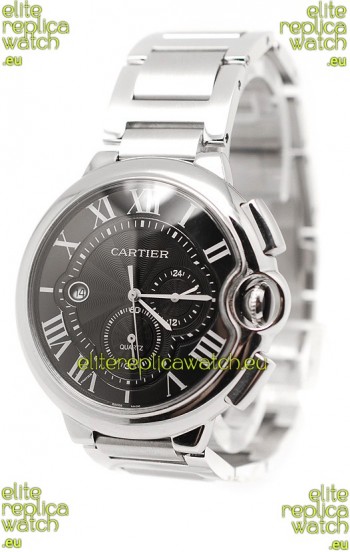 Ballon De Cartier Chronograph Swiss Replica Watch in Black Dial