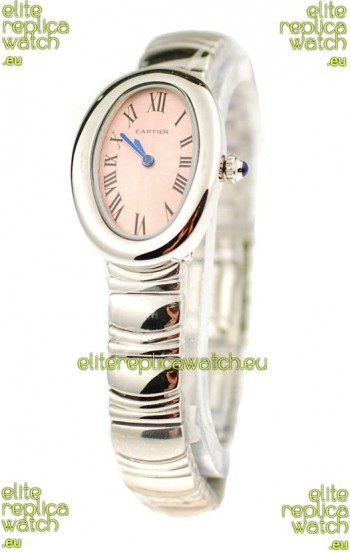 Cartier Baignoire Ladies Japanese Replica Watch in Pink Dial