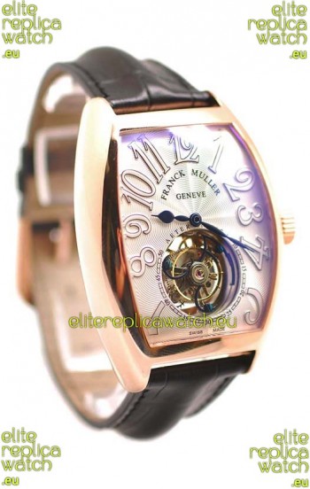 Franck Muller Aeternitas Tourbillon Swiss Replica Gold Watch in Black Strap