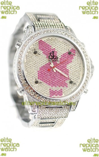 Jacob & Co Diamond Japanese Replica Watch in Pink/White Dial