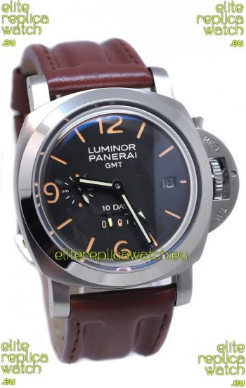 Panerai Luminor GMT 10 Days Swiss Replica Watch in Brown Strap