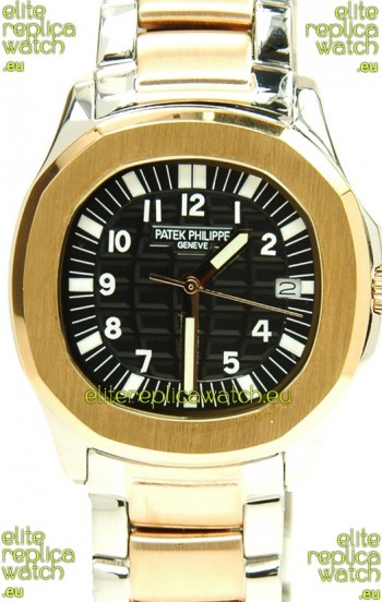 Patek Philippe Aquanaut Two Tone Ladies Gold Watch in Black Dial