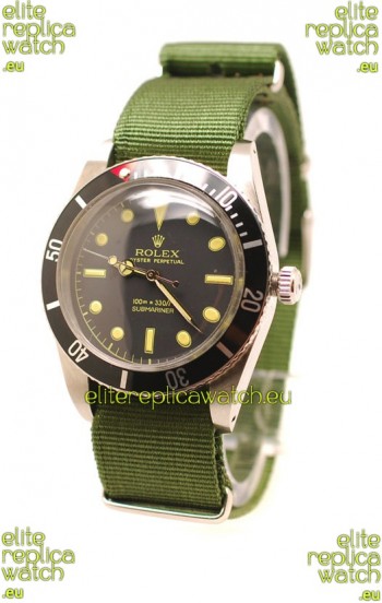 Rolex Submariner Swiss Watch in Green Nylon Strap