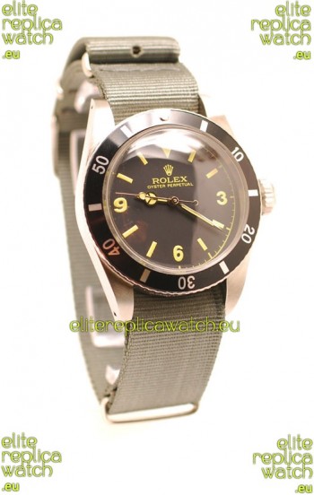 Rolex Submariner Swiss Watch Grey Nylon Strap Watch