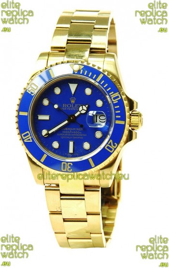 Rolex Submariner Swiss Replica Watch in Ceramic Bezel Gold Bezel