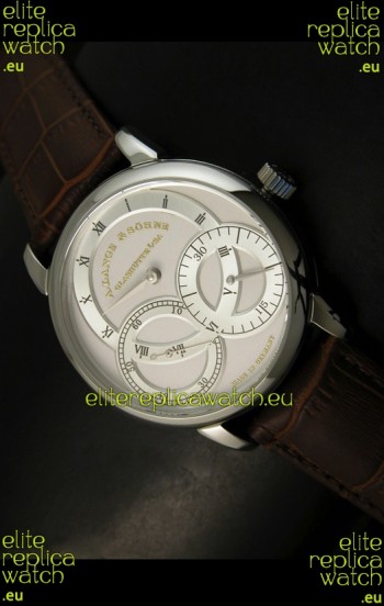 Alange Sohne Dual Sub Dials Japanese Watch Brown Strap