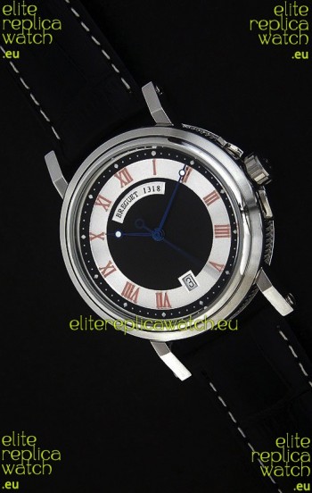 Breguet De La Marine Swiss Replica Steel Watch in Black & White Dial