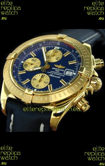 Breitling Evolution Swiss Replica Watch in Gold Case Blue Dial