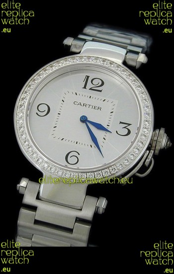 Cartier Pasha de Swiss Replica Automatic Watch in White Dial