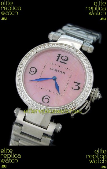 Cartier Pasha de Swiss Replica Automatic Watch in Pink Dial