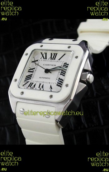 Cartier Santos Swiss Replica Watch in White Dial