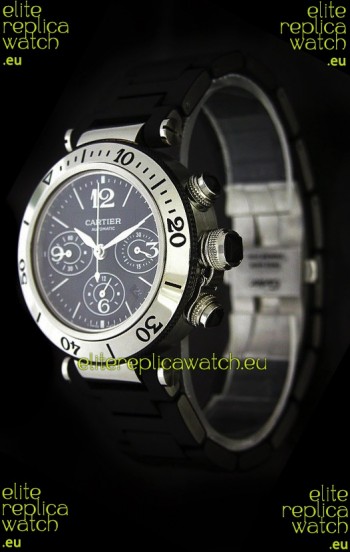 Cartier Pasha de Swiss Replica Watch in Black Dial