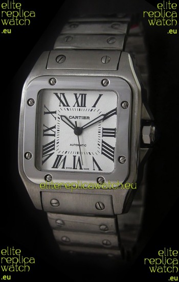 Cartier Santos Swiss Replica Watch in White Dial