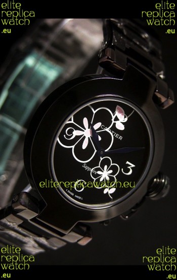 Cartier Pasha de Ladies Replica Watche in Black Dial