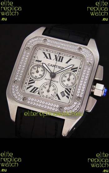 Cartier Santos Swiss Replica Watch in White Dial