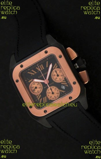 Cartier santos Swiss Replica Watch in Black Dial