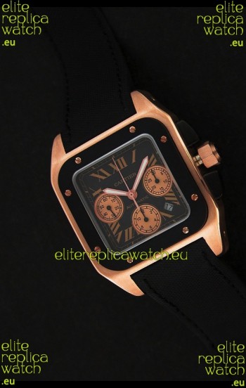 Cartier santos Swiss Replica Watch in Black Dial