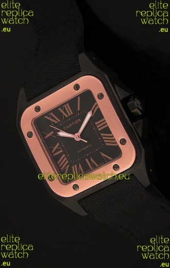 Cartier Santos Swiss Replica Watch in Black Dial