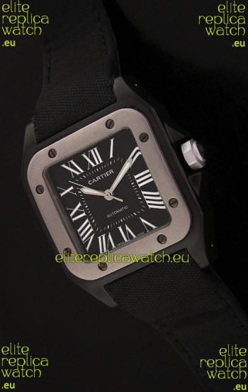 Cartier Santos Swiss Replica Titanium Bezel Watch