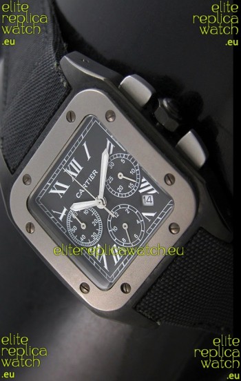 Cartier Santos Japanese Replica Watch in Black Dial