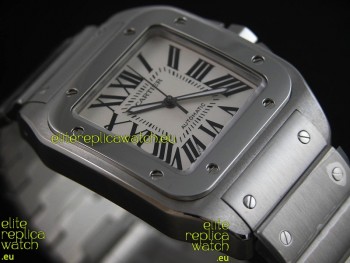 Cartier Santos Swiss Replica Watch in White Dial