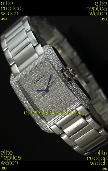 Cartier Tank Anglaise Ladies Replica Watch in Steel Case/Strap
