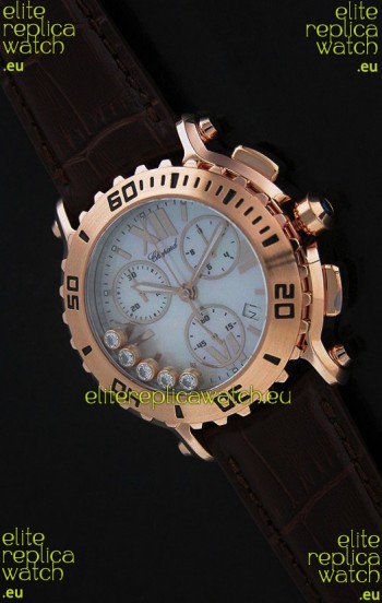 Chopard Happy Sport Swiss Replica Watch in Brown Strap