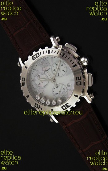 Chopard Happy Sport Swiss Replica Watch in Brown Strap