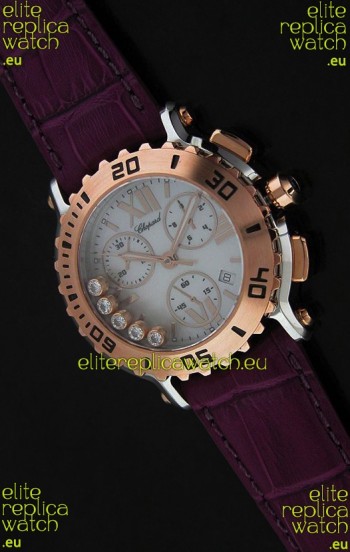 Chopard Happy Sport Swiss Replica Watch in Dark Red Strap