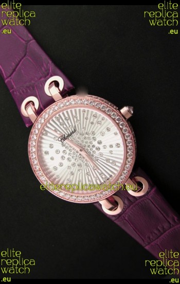 Chopard Xtravaganza Ladies Ladies Japanese Replica Rose Gold Watch in White Dial
