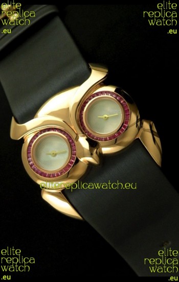 Chopard Animal World Ladies Owl Watch in Black Strap