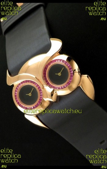Chopard Animal World Ladies Owl Watch in Double Black Dial