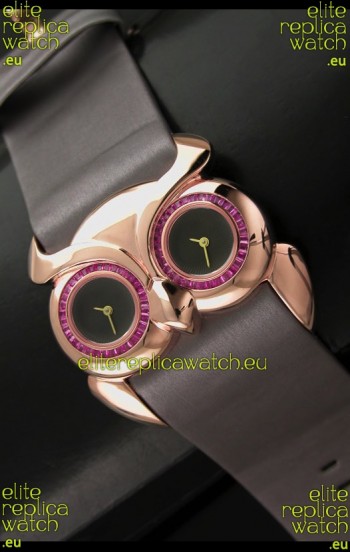 Chopard Animal World Ladies Owl Watch in Double Black Dial