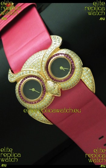 Chopard Animal World Ladies Owl Black Full Diamond Watch in Black Dial