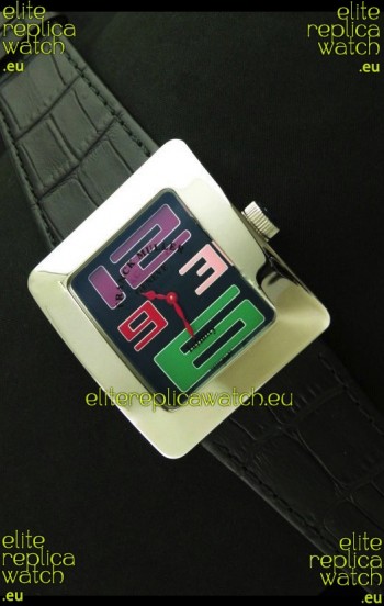 Franck Muller Geneve Infinity Japanese Steel Watch in Multi Color Numeral Markers