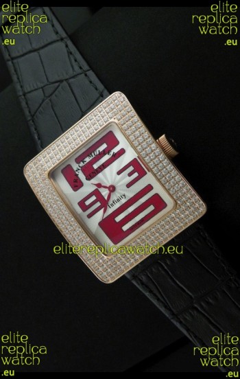 Franck Muller Geneve Infinity Japanese Gold Watch in Red Numeral Markers