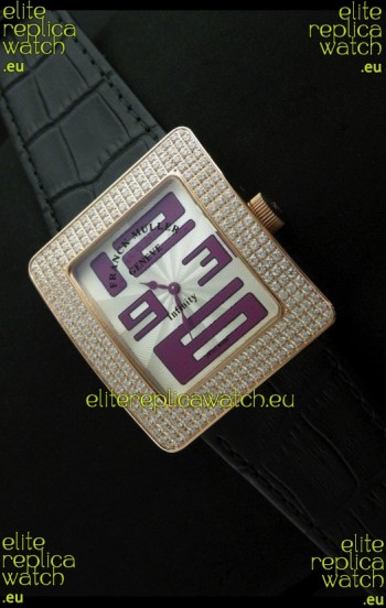 Franck Muller Geneve Infinity Japanese Gold Watch in Purple Numeral Markers