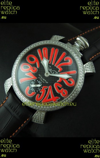 Gaga Milano Italy Manuale Replica Japanese Watch in Orange Markers