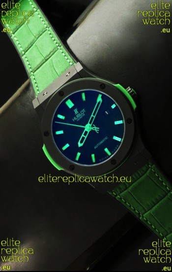 Hublot Big Bang Classic Fusion Ceramic Case Watch in Green Strap