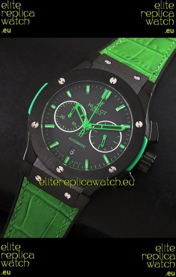 Hublot Big Bang Classic Fusion Swiss Replica PVD Watch in Green Strap