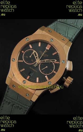 Hublot Big Bang Classic Fusion Swiss Replica Rose Gold Watch in Grey Strap