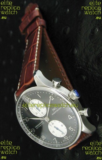 IWC Portuguese Chronograph Swiss Replica Watch in Black Dial