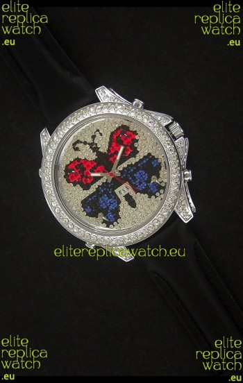 Five Time Zones J&C Clone Watch in Full Diamonds