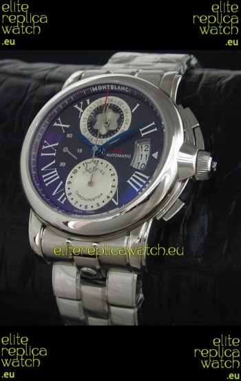 Mont Blanc Meisterstuck Star GMT Swiss Watch in Black Dial