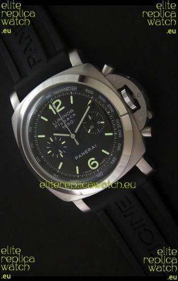 Panerai Luminor Flyback 1950 Swiss Watch in Black Dial