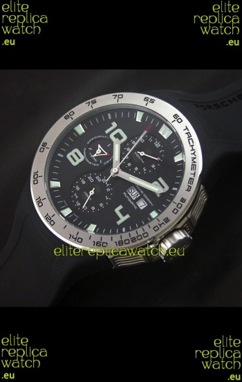 Porsche Design Flat Six P'8340 Swiss Chronograph Watch in Black Dial