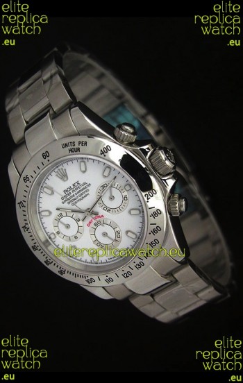 Rolex Daytona Japanese Replica Steel Watch in White Stick Hour Markers